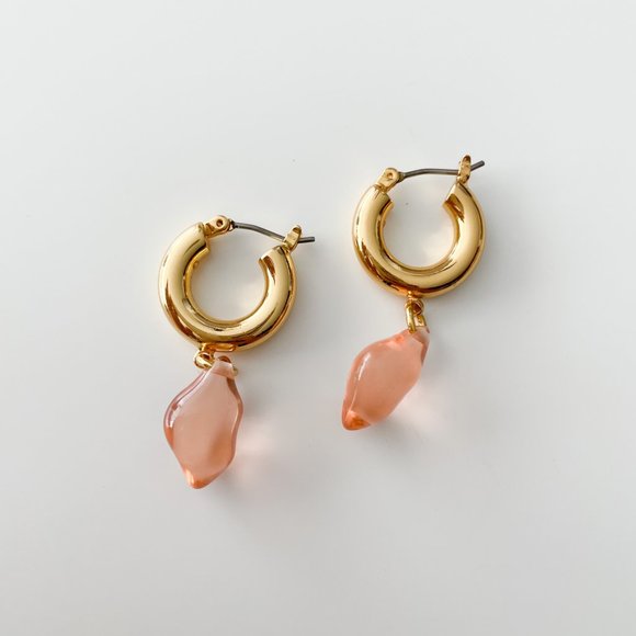 J. Crew Acetate Drop Huggie Hoop Earrings (Pink) - Picture 1 of 3